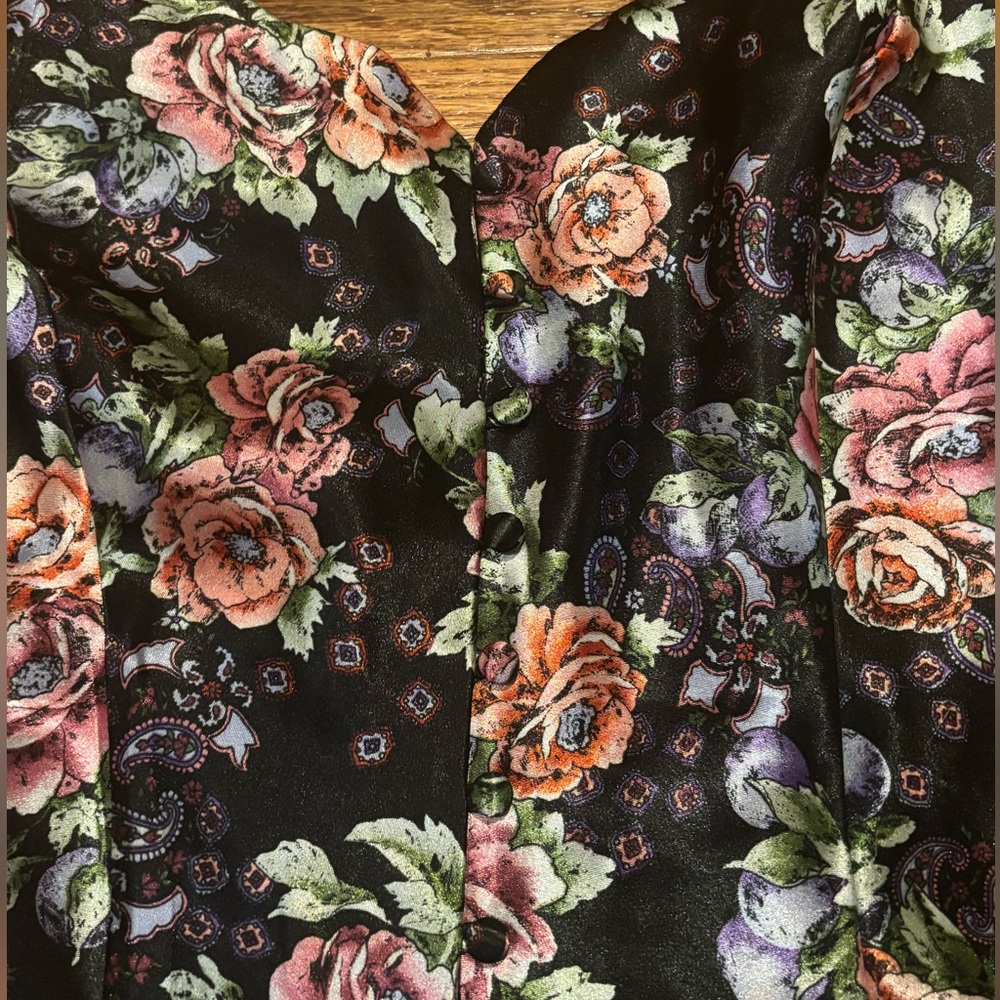 Vintage whimsigoth Victorias Secret satin floral slip dress Gold Label Medium - Picture 11 of 16